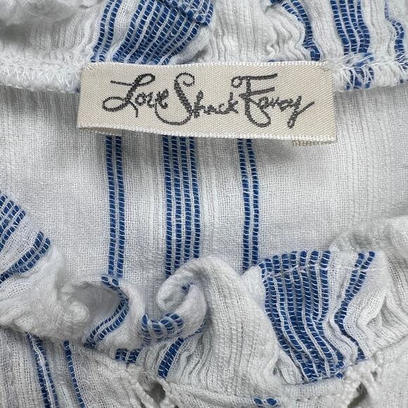LoveShackFancy Nora Handkerchief Crop Top Blue Stripes Flutter Sleeve Size M - Picture 4 of 12